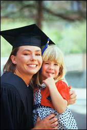 (image of graduating mother with daughter)